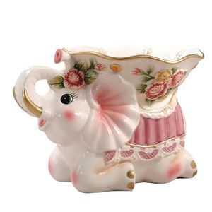 Éléphant sculpture en céramique séchée assiette de fruits de fruits de bonbon de rangement de rangement à la maison décoration de mariage bac à joelry Figurine 240429