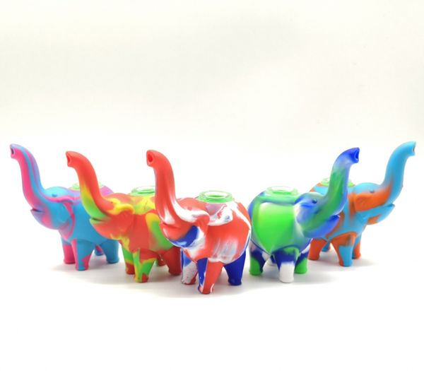 Éléphant Silicone pipes à fumer mini barboteur Conduites d'eau pipe à main Plates-formes pétrolières bong Qualité Alimentaire Silicium Narguilé Bongs