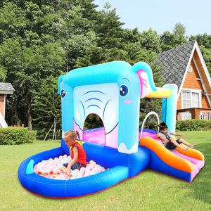 Maison gonflable de rebond de parc de château de thème d'éléphant avec le toboggan et la fosse à balles pour des enfants en bas âge sautant le cavalier intérieur extérieur jouent petits cadeaux jouets Moowalk Playhouse