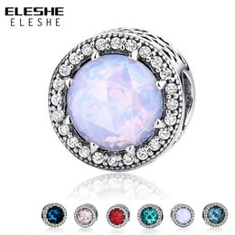 Eleshe Authentieke 925 Sterling Zilver Radiant Harten Clear CZ Crystal Charms Beads Fit Charm Armband Originele Sieraden Q0531