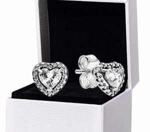 Boucles d'oreilles en forme de cœur surélevé, boîte originale pour boucles d'oreilles de mariage en argent Sterling