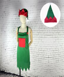 Elf schort hoed set volwassen elfkostuum voor kerstfeestje fancy jurk outfits kerstdecoratie QW86592599350