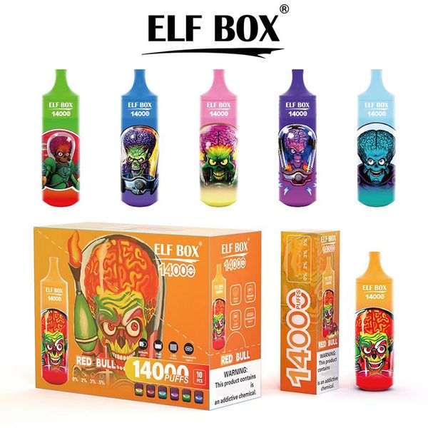 ELF Box 14000 Puffs Vapes jetables E Cigarettes Puff 14k 0% 2% 3% 5% 25ml Pod pré-rempli Bobine de maille 600mAh Batterie rechargeable Vaper Pen