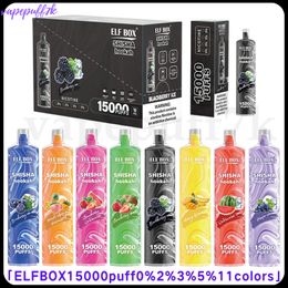 Elfe Box 15000 Puff 15K Puffle Vape Vape E-cigarette Net Batte Rechargeable Batterie 0% 2% 3% 5% 11 Couleurs
