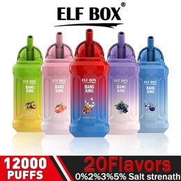 ELF BOX BANG KING 12000 Puff Jetable Vape Puff 12k E Cigarette 0% 2% 3% 5% vape desechable 0,8 Mesh Coil Vape stylo 10 Saveur Puff bar en stock puff plus pod vape 12K elf bar 14000