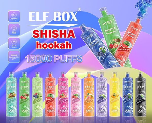 Elf Box Puff 15K Shisha Hookah 15000 Puffs Vapes Dernivins E-cigarettes 0% 2% 3% 5% 26ML POD PRÉFULT