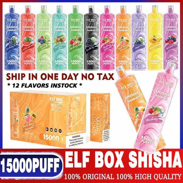 Elf Box Shisha 15000 Puffs E-cigarettes jetables 12 saveurs 600 mAh Batterie rechargeable 26ml POD POD BIG VAPOR KIT AIR FLOW CONTRÔLE VAPME 12000 18000 20000