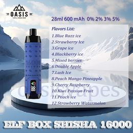 ELF Box shisha 16000 hojaldre e cigarrillos e cigarrillos 28 ml cápsano batería recargable cigs electrónicos bocanadas 16k 0% 2% 3% 5% Vape bolígrafo