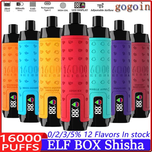 ELF Box shisha 16000 bocanadas desechables e cigarrillos LED visual