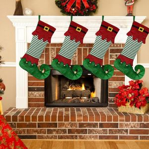 Elf kerstkousen met klokken hangende ornamenten Fairy Elf Stocking for Christmas Home Decorations Party Supplies Gifts