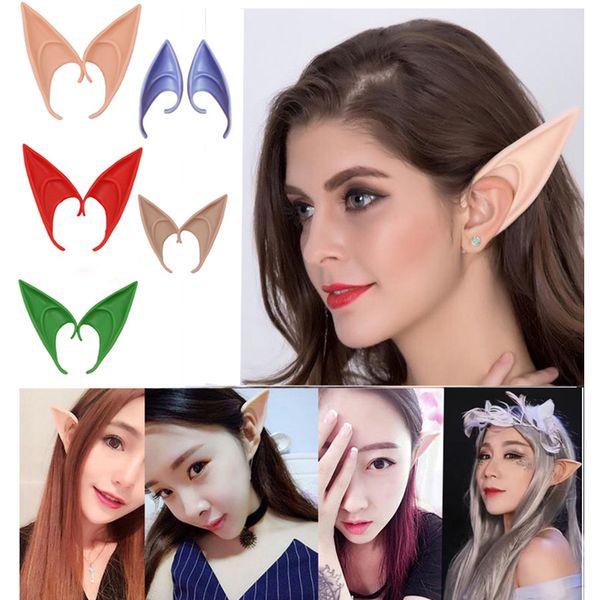 Oreilles d'elfe Cosplay Anime jeu Costumes de fête d'halloween portant du Latex coloré bricolage oreilles d'elfes ange habillé accessoires
