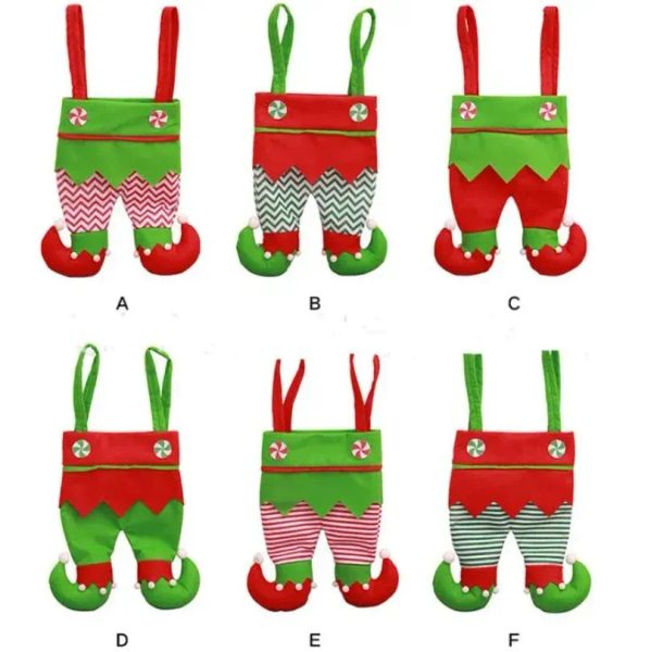 Pantalones de elfo Medias Decoraciones navideñas Adorno Tela de Navidad Bolsa de dulces Festival Accesorio para fiesta Los mejores regalos 6 colores FG1016