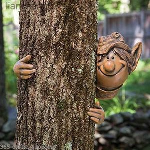 Elf Boom Peeker Ornament tuindecoratie buiten Home decor tuin tuin decor decoratief figuur Miniatuur Beeldje duendes L230620