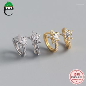 Hoop Huggie ElfoPlataSi minimaliste 925 en argent Sterling mode étoile éblouissante CZ boucle d'oreille pour les femmes mariage S925 bijoux DA11291