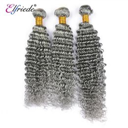 ELFRIEDE Grey Deep Deep Wape Human Hair Bundles 100 s brasileño Remy 34 ofertas Wefts 240327