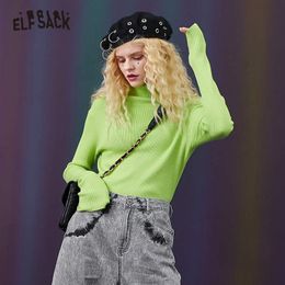 ELFSACK Solid Minimalistische Koreaanse vrouwen Knit Pullover Sweaters, 2020 Herfst Elf Gestreepte, Casual Dames Basic Daily Slim Top LJ201112