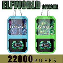 Elfworld 22000 Puff Vapes wegwerpvape e-sigaretten elektronische sigaretten 650 mAh 26 ml voorgevulde pods apparaat puffen 22k dubbele modellen LED-scherm luchtstroom verstelbaar