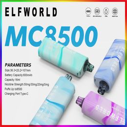 ELFWORLD MC8500 elektronische sigaretten 16 ml vloeistof 600 mAh mesh-spoel 8 smaken beschikbaar batterij oplaadbaar type c oplader geïntegreerde 600 mAh batterij Crazvapes