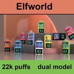 Elfworld Puff 22000 22k bocanadas de vape desechable e cigarrillo elfo mundial desechable vaper tornado electrónica cigarrillo dual Modo LED Flujo de aire Barra ajustable