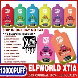 Elfworld Xtia 13000 Puffs 10 sabores 500mAh 20ml Caja portátil precargada Pantalla grande Pantalla a color Carga rápida Borde de vanguardia Vape al por mayor Puff desechable 9000 15k 12k