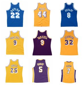 Elgin Baylor Johnson basketbalshirt Los Worthy Angeles Eddie Jones James Worthy Jerry West Nick Van Exel Throwback geel maat S-XXL