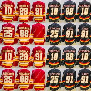 Elias 28 Lindholm Jersey 10 Jonathan Huberdeau 25 Jacob Markstrom 88 Andrew Mangiapane 91 Nazem Kadri 68 Jaromir Jagr Maillots de hockey Noir s