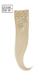 ELIBESS 150g 60 613 Couleur Brésilienne Vierge Cheveux Clip Sur Extensions de Cheveux Humains Naturel Droite Clip Ins 7pcsset Pour Un Complet H7940918