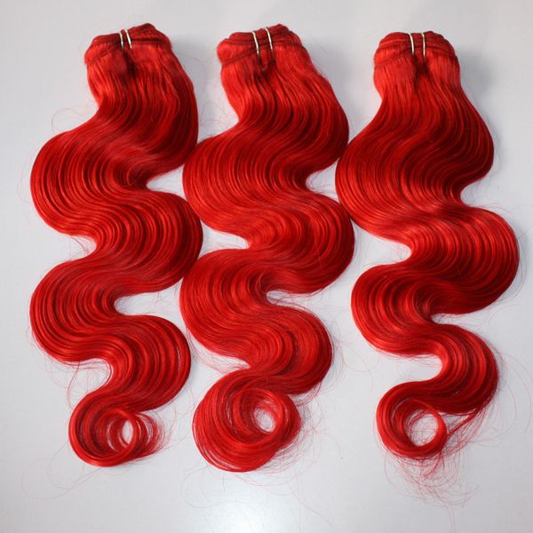 Couleur cheveux rouges vague de corps brésilien vierge cheveux humains paquets tissage Extension 3 pièces cheveux rouges