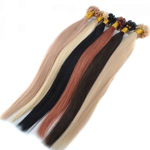 Longitud 20 100g 1g s colores personalizados cabello pegamento de queratina italiano u punta extensiones pre unidas cabello remy indio