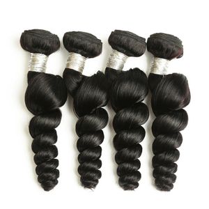 ELIBESS CHEVEUX - Brésilienne Vague lâche bundles 50g / pcs 4pcs remy cheveux Double trame naturelle couleur noire peut être colorant