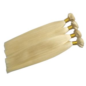 Zijdeachtige Rechte Remy 3 stks 100 g/stuk kleur 613 Blonde menselijk haar bundels Steil Haar Inslagen Braziliaanse Menselijk Haar
