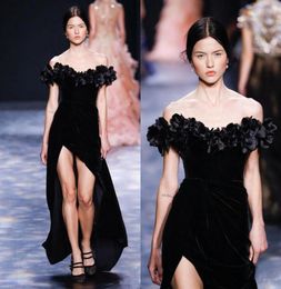 ELIE SAAB Negro Velvet División Dirección Dirección Vestida fuera de la noche Vestidos de la noche Vestido de celebridades Made7656629