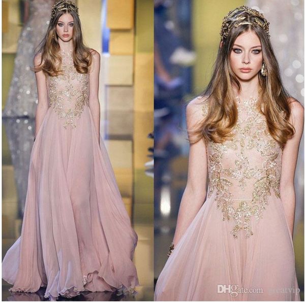 Elie Saab Vestidos de noche 2020 Joya Cuello Lentejuelas brillantes Apliques Vestido de alfombra roja Nuevo Sexy Una línea Vestidos de moda de pasarela