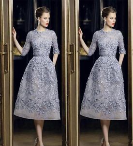 Elie Saab Avondjurken Elegant Kant Applique ALine Galajurken 34 Lange Mouwen Theelengte Sexy Formele Feest Celebrity Jurk Cus2046469