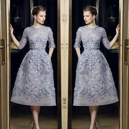 Elie Saab – robe de bal courte en dentelle, longueur aux genoux, avec des Appliques, demi-manches, robe de soirée formelle, 286g