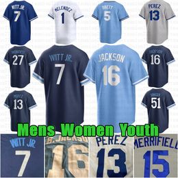 7 Bobby Witt Jr. Custom Baseball Jersey Bo Jackson George Brett Salvador Perez Mj Melendez Pasquantino Brady -zanger Michael Wacha Josh Taylor Seth Lug Cole Ragans