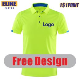Elike snel drogen ademende sportpolo shirt aangepaste print borduurwerkbedrijf Groepsmerk 8 kleuren tops s 4xl 220712