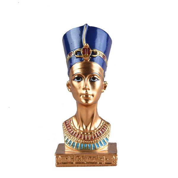 Elimelim Cleopatra Head Portrait Figurine Resina Arts Crafts Egipto Decoración del hogar adornos en miniatura Y200106