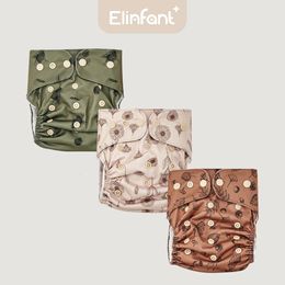 Elinfantile 3 pièces ensemble tissu recyclé daim tissu bébé couche-culotte en tissu avec 6 pièces bambou Terry absorbants couche-culotte en tissu 240125