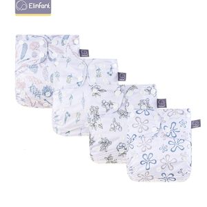 Elinfant Breathable Mesh Cloth 4pcs/set Cloth Diaper Washable Adjustable Reusable OS Baby Cloth Pocket Diaper 240125