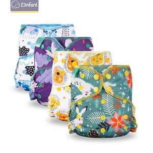 Elinfant Eco-vriendelijke Baby Doek Luier Herbruikbare Zware Wetter Hybride AIO / AI2 Waterdichte Bamboe Wasbare Aio Baby Nappy 211028