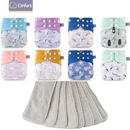 Couches pcoket imperméables pour bébé assorties Elinfant 8 pièces couches en tissu en maille grise et 8 pièces inserts en microfibre 240130
