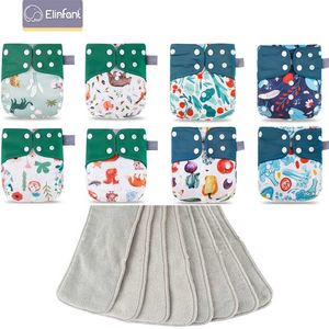 Elinfant Matching Waterdichte Baby Pcoket Luiers 8 Stks Grijze Mesh Doek Luiers en 8pcs Microfiber Inserts 211028