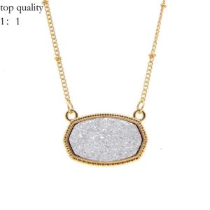 Elisabetta franchi hanger kettingen hars ovale druzy ketting gouden kleur keten drusy hexagon stijl luxe designer merk mode sieraden voor vrouwen 106