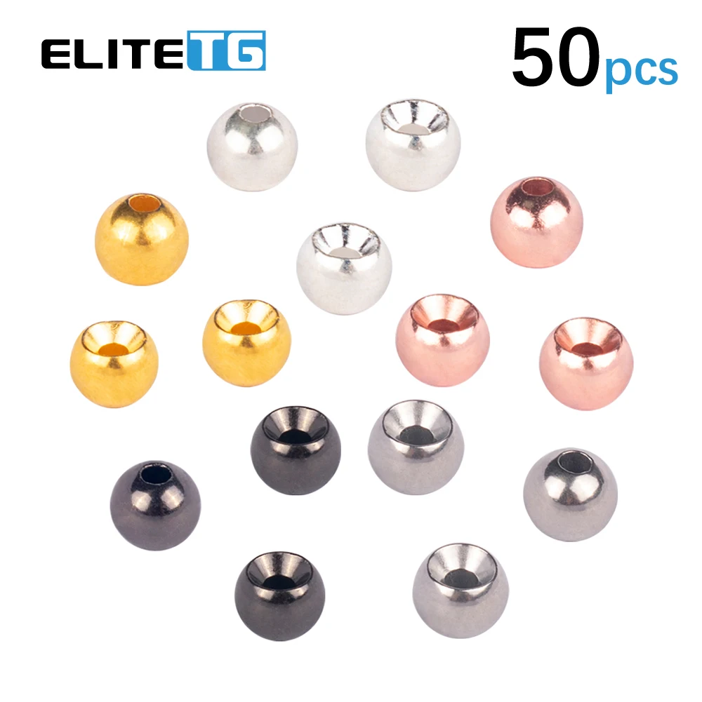 Elite TG 50sts volfram Countersunk Beads Fly Binding Diy Material Alloy Bead, Nymphs Flugor Fly Fishing Trout Crappie Lure