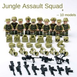 Blocs de construction de mobilité conjointe de guerrier d'élite, soldats des Forces spéciales de la Jungle militaire, policiers et jouets d'assemblage de figurines