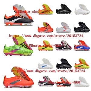 Elitees Tonguees FG chaussures de Football crampons pour hommes hauts baskets en cuir bottes de Football noir rouge vert orange