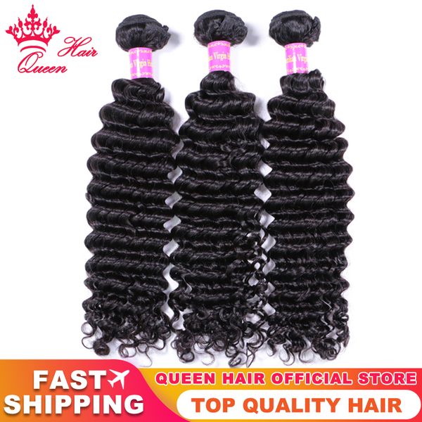 Paquetes de cabello brasileño superior virgen 100% sin procesar Extensiones de cabello crudo de color natural de onda profunda Armadura de cabello humano 100% Envío rápido