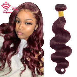 99J Bourgondië Color Body Wave Braziliaans haar Weefbundels 100% HUSHAAR HAAR RODE Wijn Bourgundy Virgin Hair Koningin Haar Officiële winkel