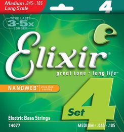 Elixir 14077 045105 3 jeux de cordes basse Nanoweb électrique moyen revêtement Ultra fin Steel1654659